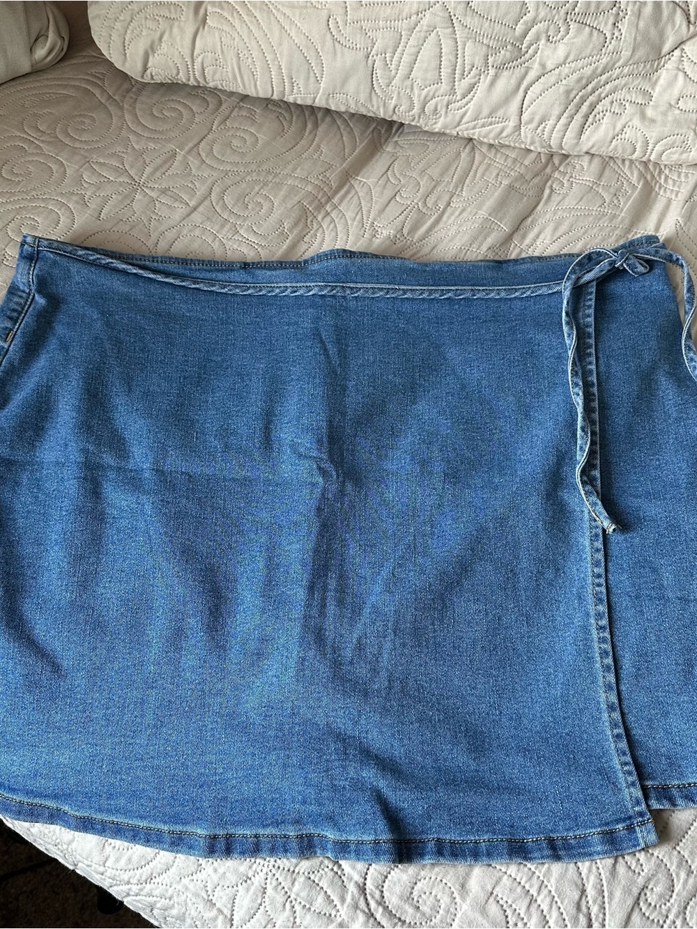 Abound Light Blue Denim Wrap Skirt with Tie Detail